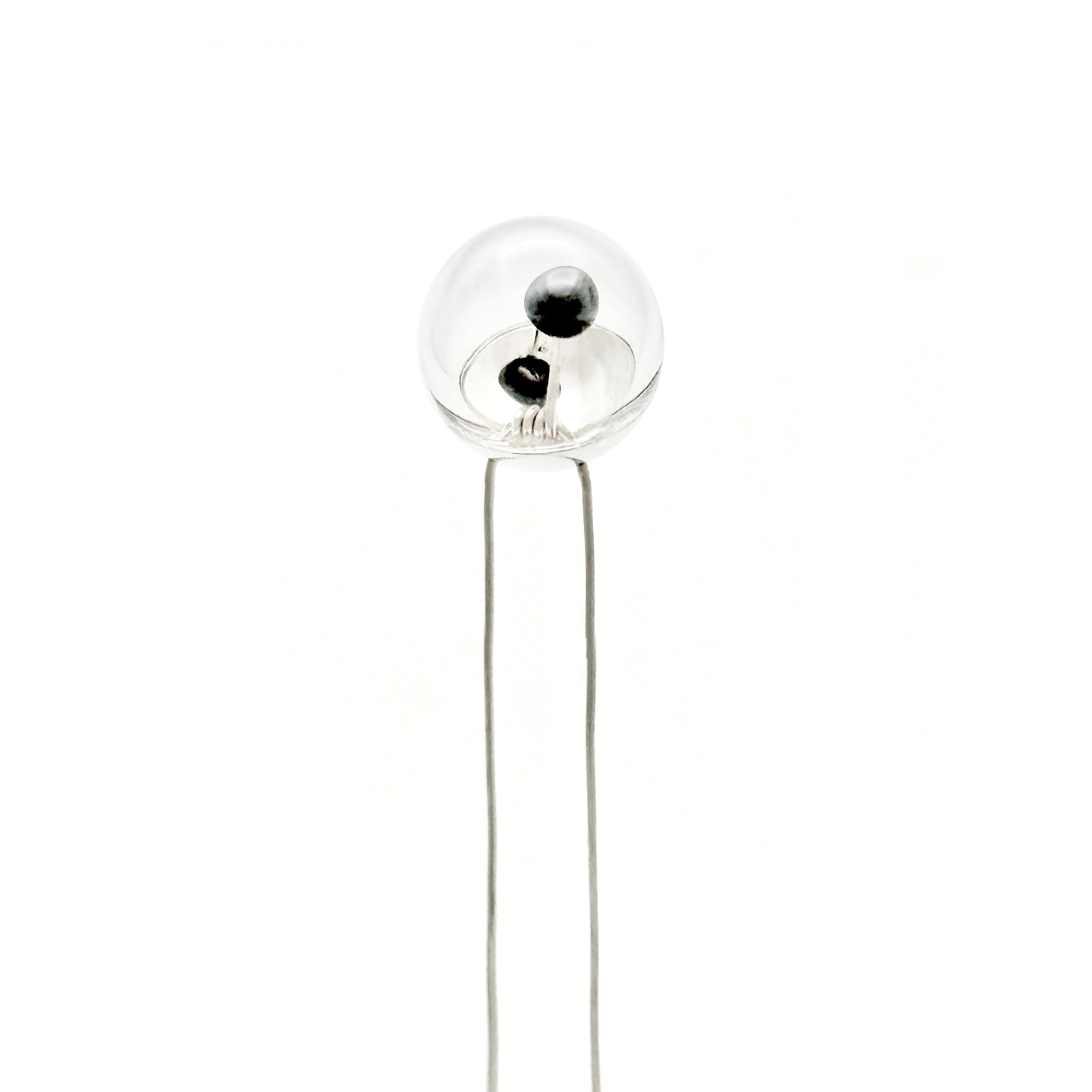 Geminga Sterling Silver, Hematite and Glass Hairpin